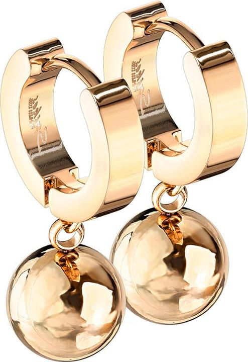 Produktbild Star Piercing Ohrring zum Klappen rosegold Anhänger Kugel (ohne Messing, Chirurgenstahl 316L)