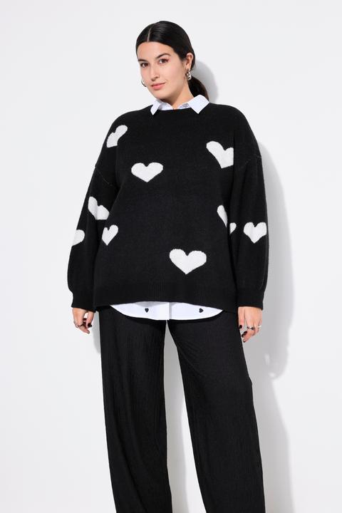Produktbild Studio Untold Pullover, oversized, HEARTS-Muster, Ballon-Langarm (46, 48)