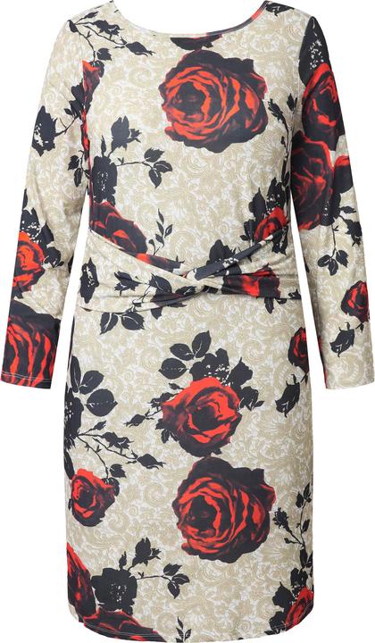 Produktbild Ulla Popken Midikleid, Rosen, Slim, Rücken-V-Ausschnitt, Langarm (46)