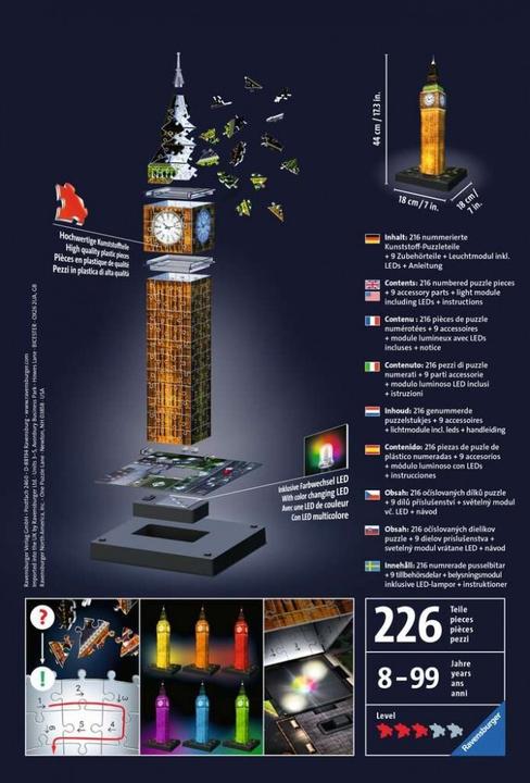 Productafbeelding Ravensburger Ben 3D Nacht Editie (216 onderdelen)