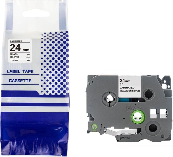 Actual product image Hermex Alternatives Etikettenband zu Brother TZe-951 Beschriftungsband (2.40 cm, Silver)