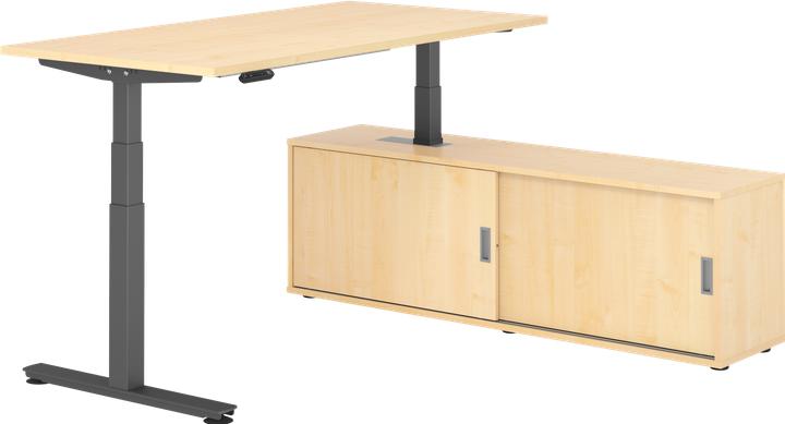 Image du produit Hammerbacher Sitz-Steh Kombi 160x80cm, Ahorn/Graphit