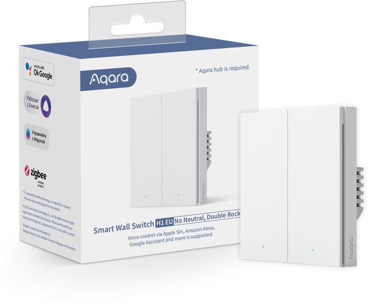 Aqara Interruttore a parete intelligente H1 bianco senza neutro, doppio bilanciere (Zigbee)
