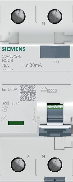 Produktbild Siemens RCCB Type A 25A 1+N-pole 30mA 230V 2mW