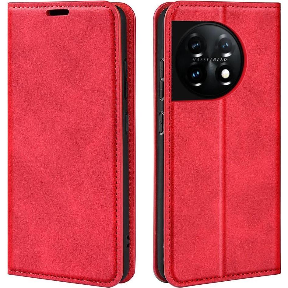 Cover-Discount One Plus 11 - Stand Flip Case Hülle rot (OnePlus 11), Smartphone Hülle, Rot