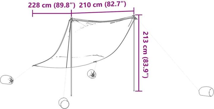 Actual product image VidaXL Beach shade tent with sandbags 214 x 236 cm (beach tent, 0.18 kg, 4 persons)