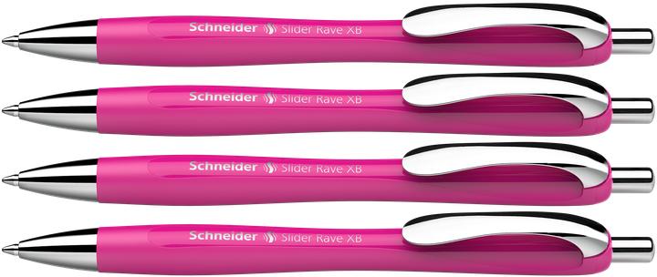 Produktbild Schneider Kugelschreiber Slider Rave XB pink Schreibfarbe blau, 3 St. (Power Pink, 4 x)