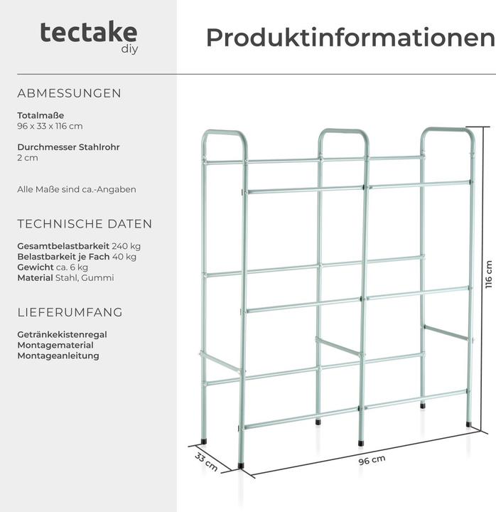 Produktbild tectake Getränkekistenregal (96 x 33 x 116 cm)