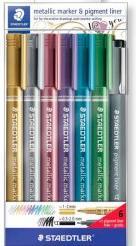 Produktbild Staedtler 8323 Metallic pen Etui mit 6 Stück und 1 pigment liner (7x)