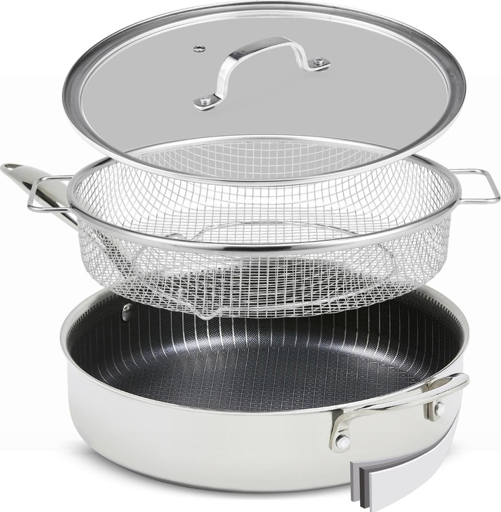 Immagine prodotto Livington Padella in titanio (28 cm, Padella per friggere, Alluminio, Acciaio inossidabile)