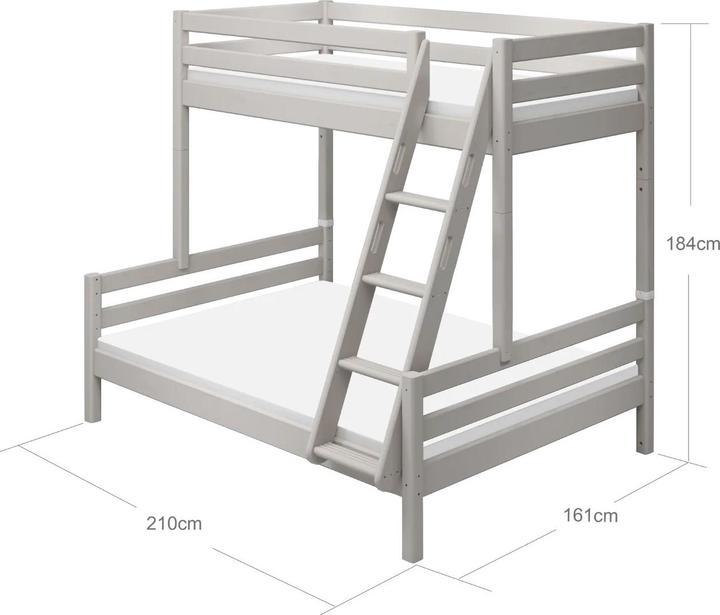 Produktbild Flexa Classic Etagenbett 90x200/140x200 mit Schrägleiter Grau (90x200)