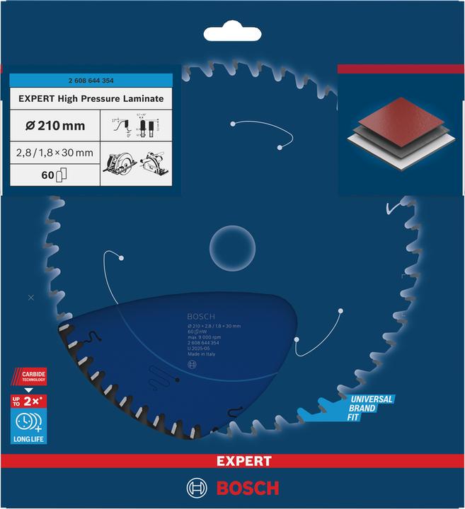 Produktbild Bosch Professional Zubehör Kreissägeblatt Expert for High Pressure Laminate, 210 x 30 x 2,8 mm, 60