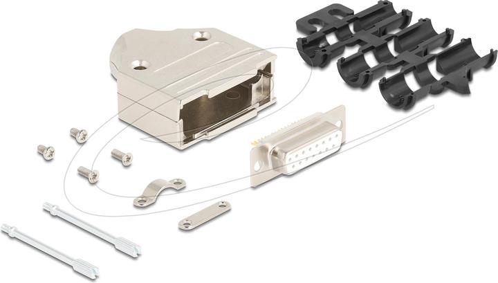 Actual product image Delock Sub-D connector housing 15 pin made of metal including plug (0.05 m)