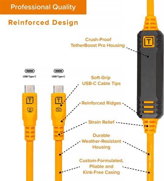 Actual product image Tether Tools LeverLock&Cable Kit Optima 10G gerade orange 4,6m (4.60 m, USB 3.2 Gen 2)