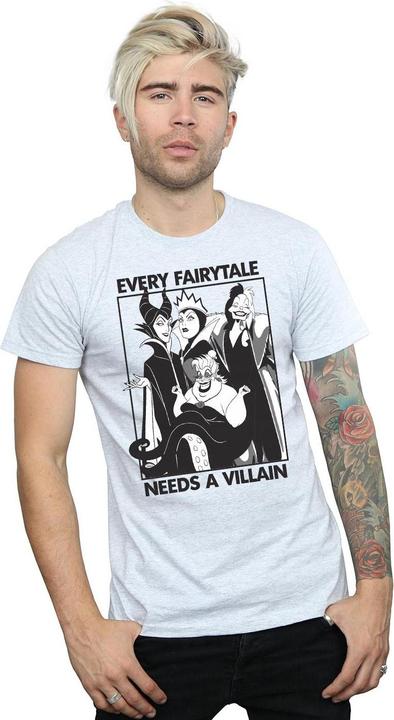 Actual product image Disney Mens Every Fairy Tale Needs A Villain Cotton T-Shirt (XL)