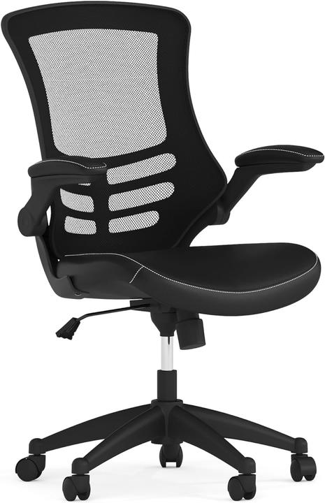 Produktbild Flash Furniture Buerostuhl mit mittelhoher Rueckenlehne Schwarzes Leder
