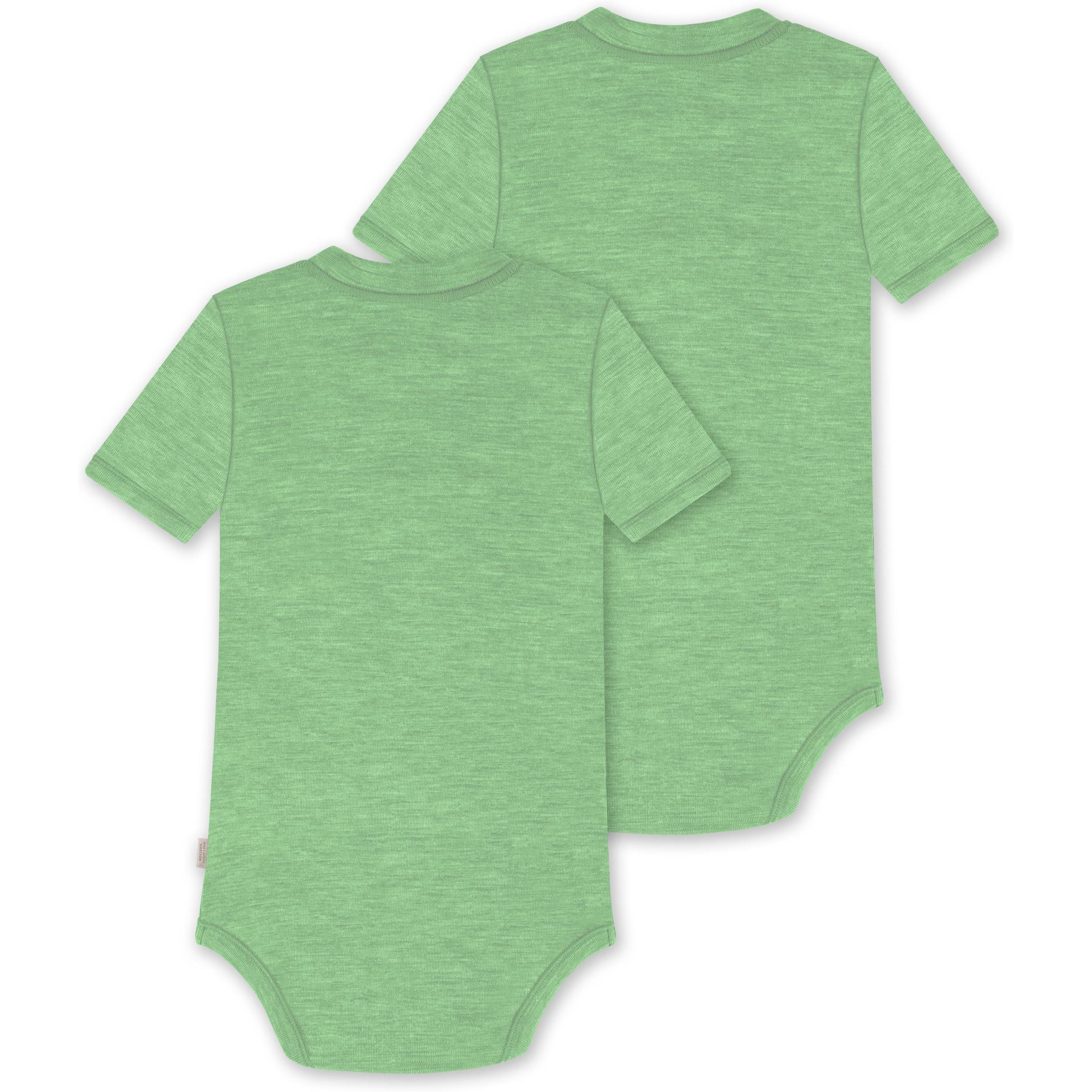 Thumbnail - Normani, Herren, Body, 2er Set Baby Merino Kurzarmbody „Tihoi" - 9313, Grün, (74)