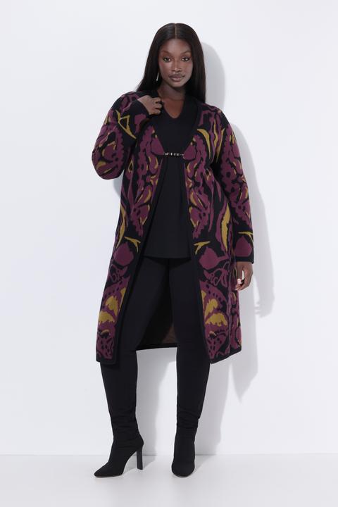 Actual product image Ulla Popken Long-Strickjacke, Ziernadel, V-Ausschnitt, Langarm (42, 44)