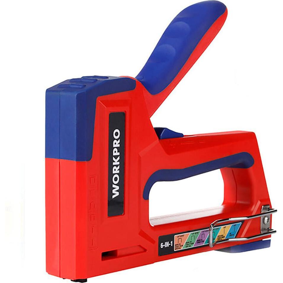 Workpro, Graffettatrice + Pistola sparachiodi, WP223002 Pistola per punti metallici rosso/nero