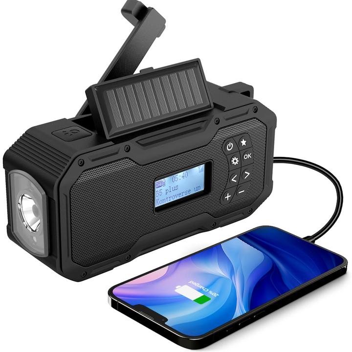 Actual product image NoName Notradio Akku/Kurbel/Solar/USB-C (FM/DAB/Licht) - Extra grosser 5000mAh Akku (DAB+, DAB, FM, Bluetooth)