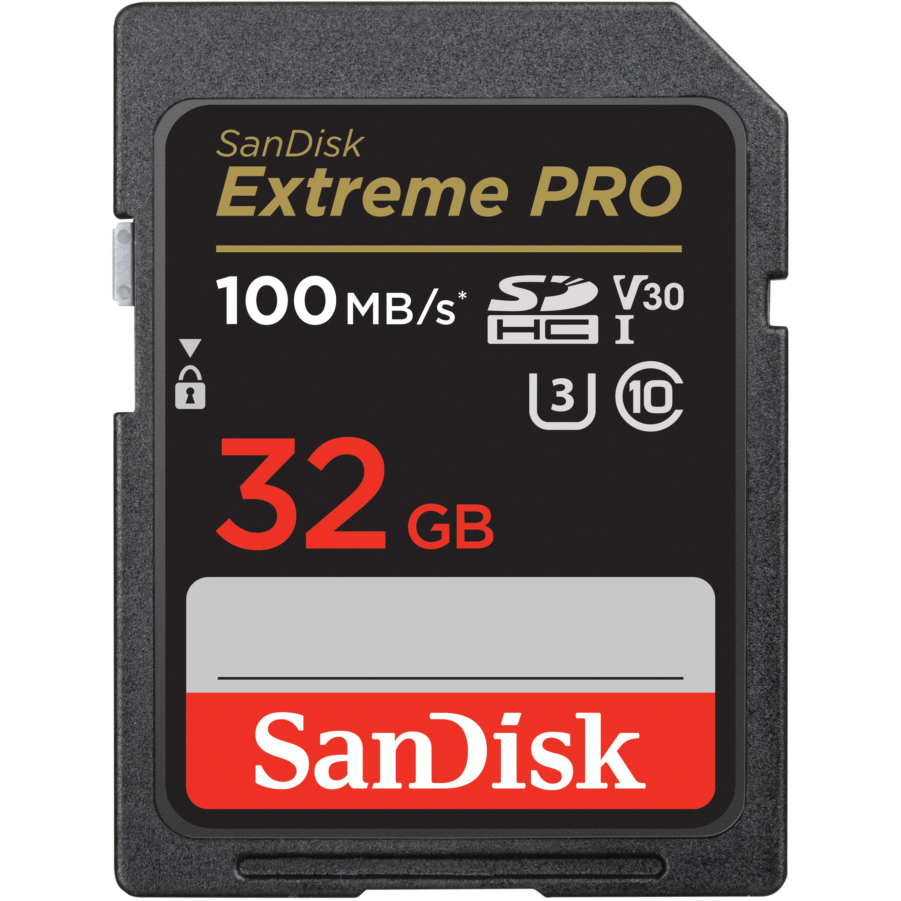 SanDisk Extreme PRO UHS-I V30 (32 GB, SDHC, U3, UHS-I), Speicherkarte, Schwarz
