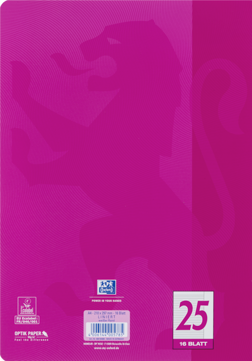 Actual product image Oxford Exercise book, A4, ruling 25 (A4, Lined, Soft cover)