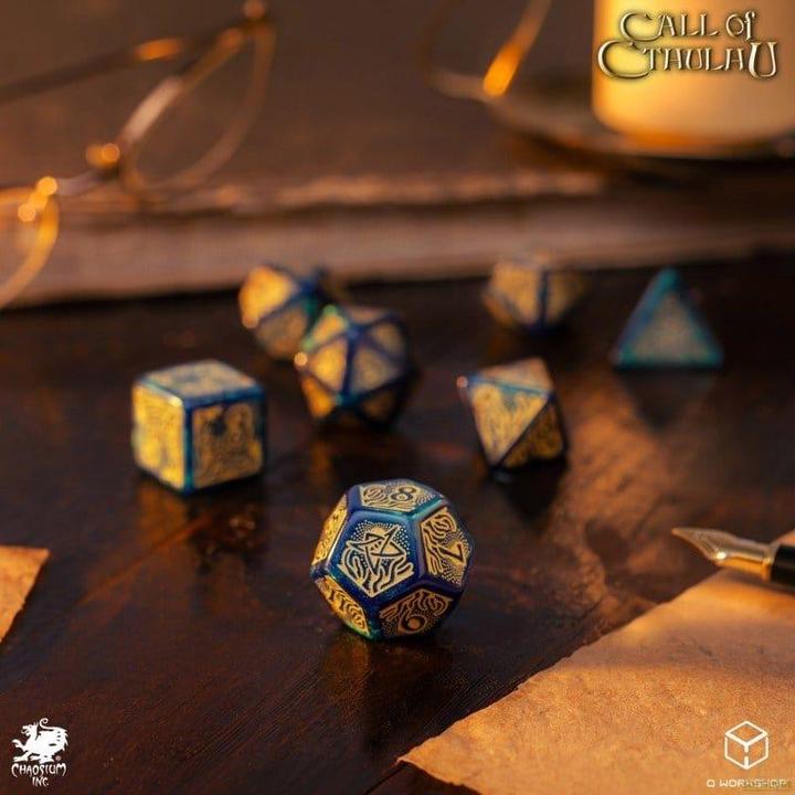 Produktbild Q Workshop Call of Cthulhu 7th Edition Set de 7 Dés Blue-green & Gold