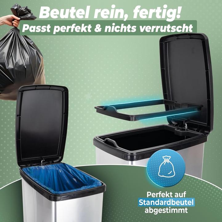 Produktbild Novaliv 3x Grosser Mülleimer mit Deckel - 35L Tretmülleimer mit Soft-Close-System - Stabiler Abfallei (35 l)