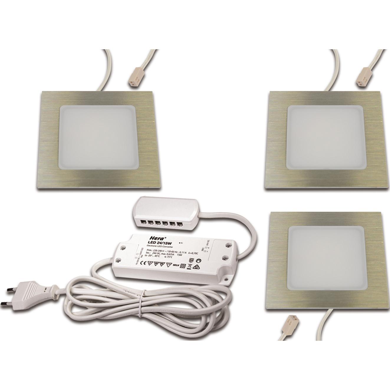 Hera, Wandleuchte + Deckenleuchte, LED Einbauleuchte 3er-Set ww, edel 3er Set #61060531002, 61060531002 (312 lm)