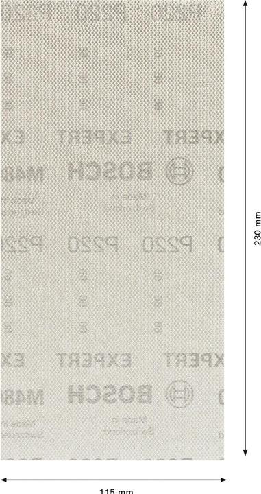 Immagine prodotto Bosch Professional Zubehör Expert M480 Rete di levigatura per levigatrice orbitale, 115x 230 mm, G 220, 50 pz. (220)