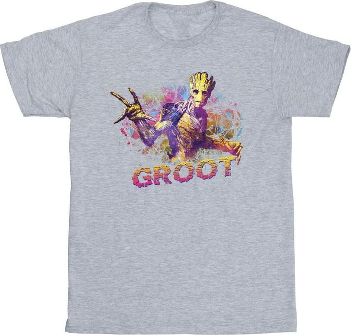 Actual product image Girls Guardians Of The Galaxy Abstract Groot Cotton T-Shirt (152, 158)