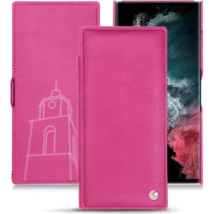 Noreve Lederschutzhülle horizontal (Samsung Galaxy S22 Ultra), Smartphone Hülle, Rosa