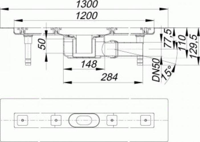 Produktbild Dallmer Duschrinne CeraLine F 1200mm, 520074, DN 50 Bauhöhe 110mm (1200 mm)