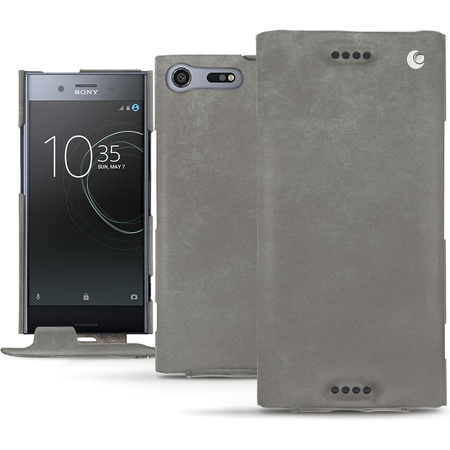 Noreve Lederschutzhülle vertikal (Sony Xperia XZ Premium), Smartphone Hülle, Grau