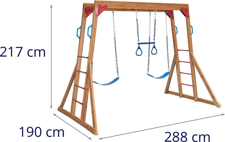 Actual product image Hillvert Climbing frame - 2 swings - gymnastic rings - ladder wall