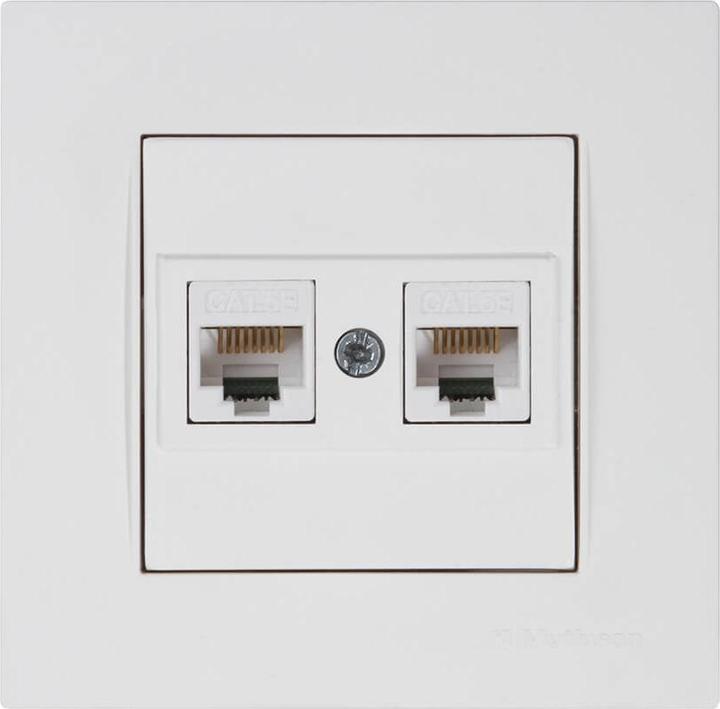 Actual product image Mutlusan Rita data socket 2-way CAT5 Internet network White