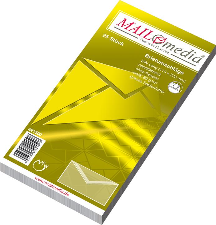 Actual product image Mailmedia Envelope offset white with silk lining, D long (DL, 25 x)