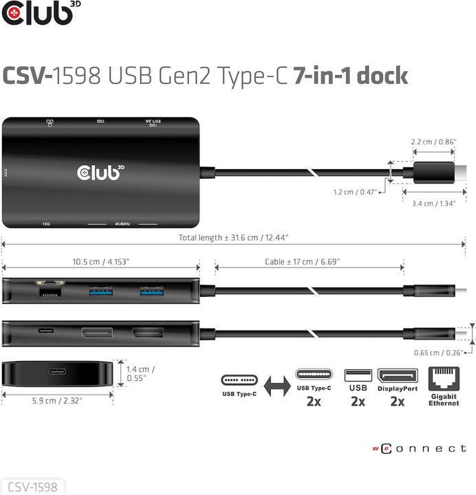 Produktbild Club 3D CSV-1598 (USB-C, 7 Ports)