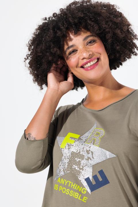 Produktbild Angel of Style T-Shirt, Glitzer-Stern, offenkantige Abschlüsse (44)
