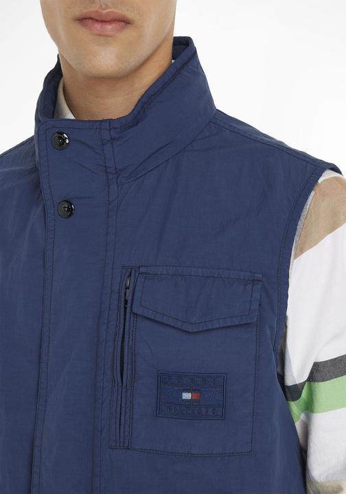 Actual product image Tommy Hilfiger Iconic Timeless Woven Vest with Three Flap Pockets and Water-Repellent Comfort (L)