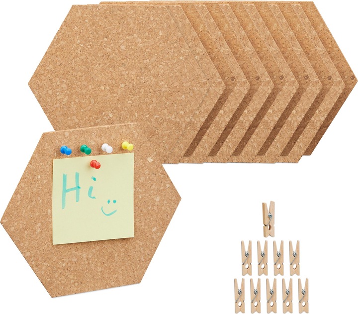 Actual product image Relaxdays 14x Tableau d'affichage en liège (Bulletin board, 20 x 17.5 cm)
