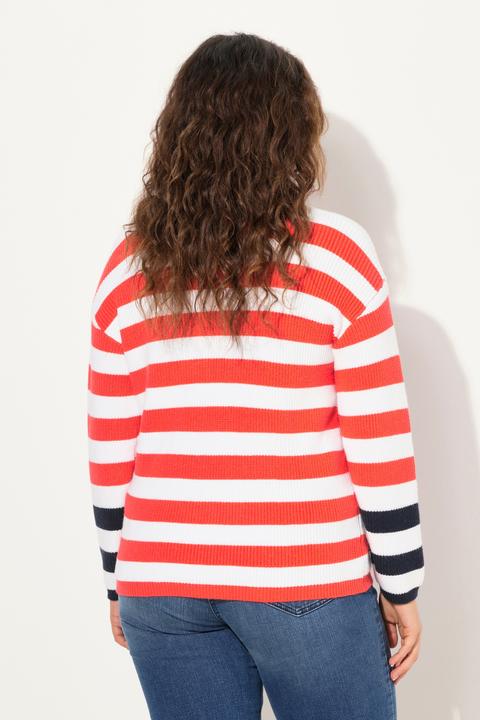 Immagine prodotto Ulla Popken Maglione con righe, scollo a girocollo e maniche lunghe (50, 52)