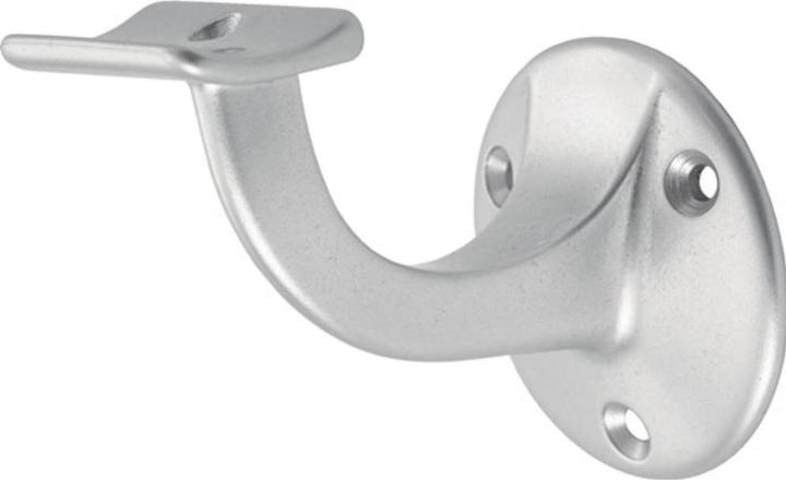 Hermeta Support de main courante 3500 aluminium anodisé argent Plaque murale diamètre 56 mm support courbe (Aluminium)