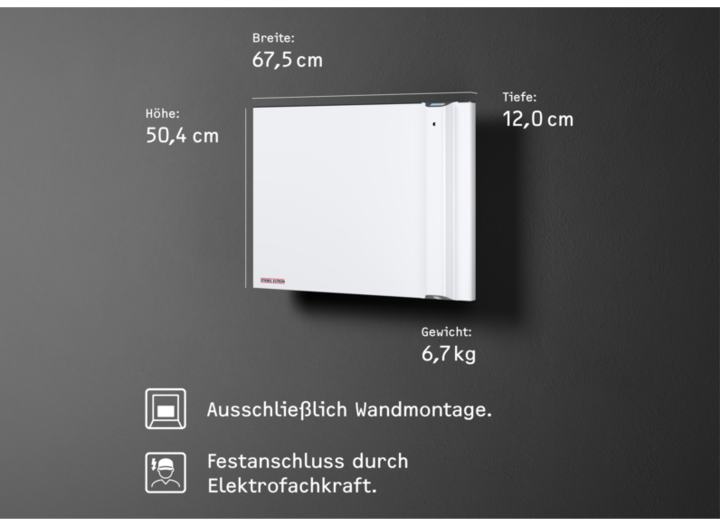 Produktbild Stiebel Eltron CND 75, 0,75 kW Duo Wandkonvektor für ca. 9 m², ohne Stecker (750 W)