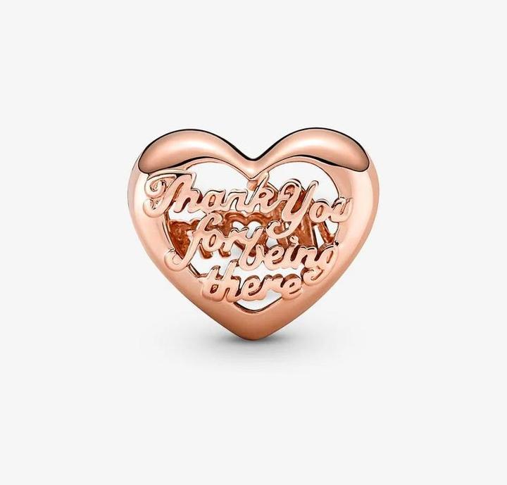 Image du produit Pandora Charm coeur Thank You Mum (Métal, plaqué or rose)