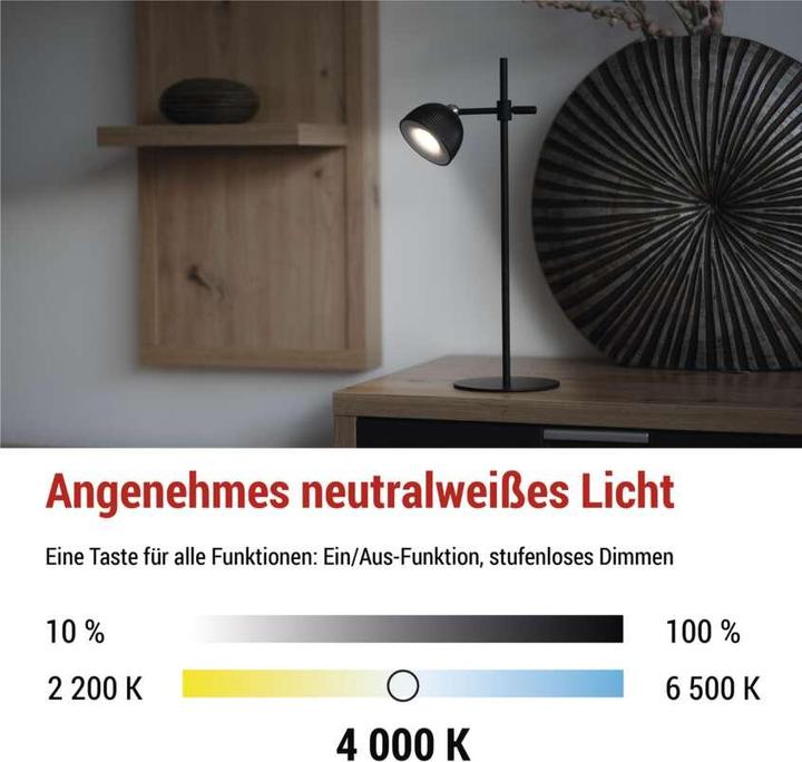 Produktbild Emos LED Schreibtischlampe SOPHIE, wiederaufladbar, schwarz (200 lm)