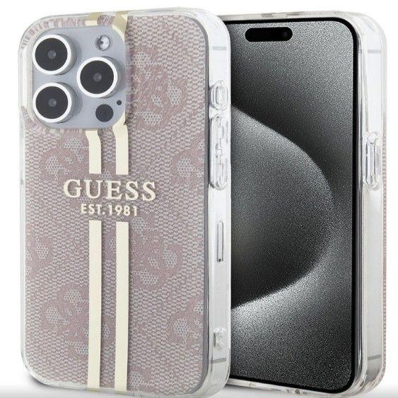 Actual product image Guess GUHCP15LH4PSEGP iPhone 15 Pro 6.1" różowy/pink hardcase IML 4G Gold Stripe (Apple iPhone 15 Pro)