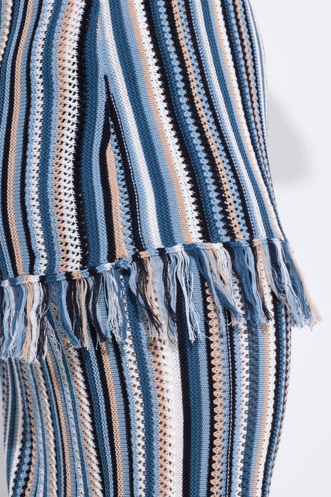 Produktbild Ulla Popken Stricktop, Ajourstreifen, Fransen, Rundhals, ärmellos (54)