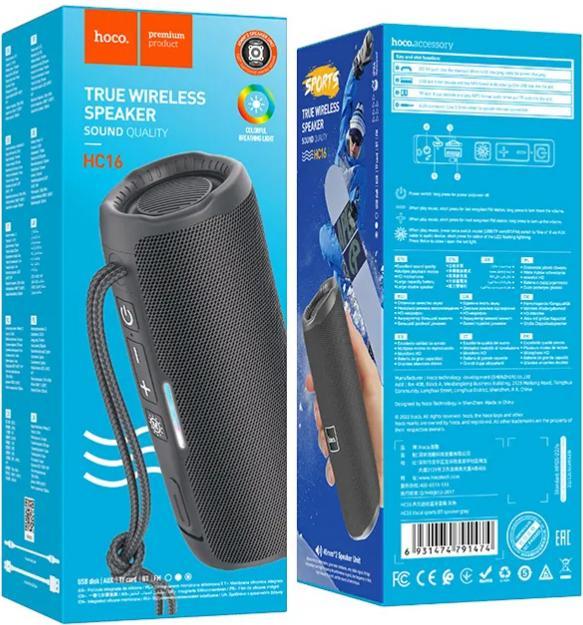 Immagine prodotto Hoco Altoparlanti Bluetooth altoparlante wireless bluetooth HC16 grigio (3 h)