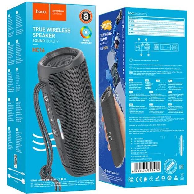 Thumbnail - Hoco Bluetooth-Lautsprecher drahtloser Lautsprecher bluetooth HC16 grau, Bluetooth Lautsprecher